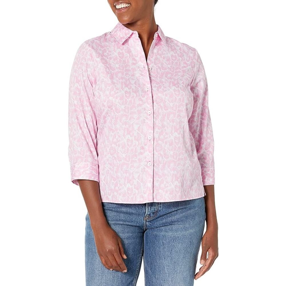 Foxcroft Women's Lucie 3/4 Sleeve Pink Panther Blouse Size 4